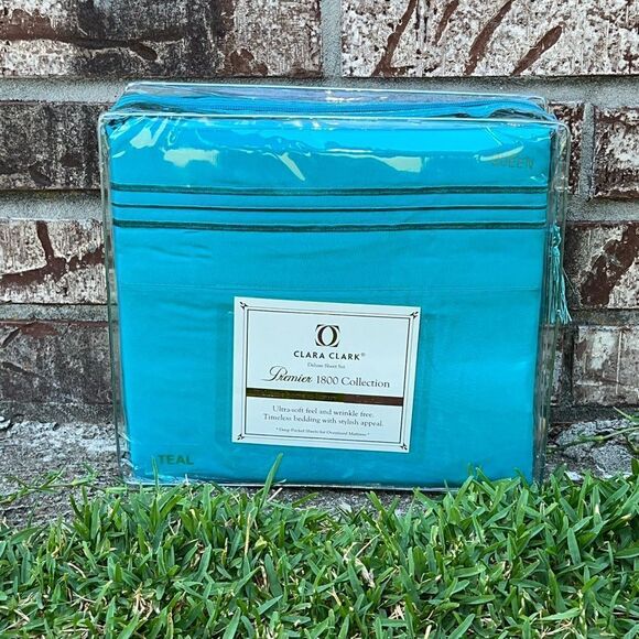 NEW 1800 Thread Count: TEAL Color, Deep Pockets, Premier 4 Piece Bed Sheet Set - Picture 1 of 2